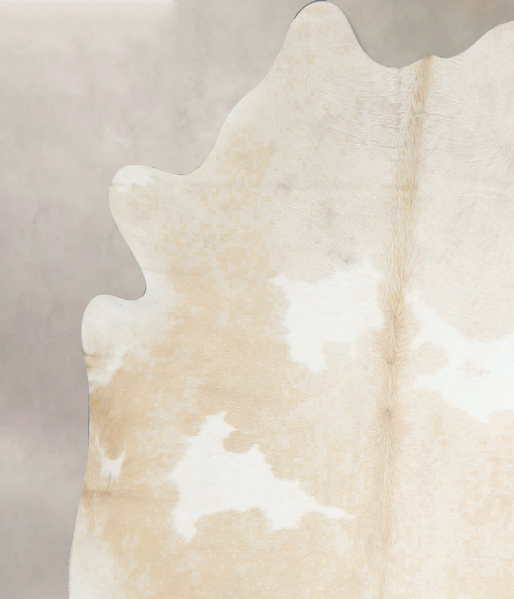 Beige and White X-Large Brazilian Cowhide Rug 6'6"H x 6'2"W #A42951 by Hudson Hides