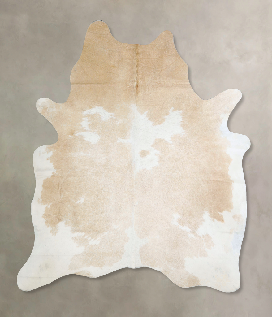 Beige and White Large Brazilian Cowhide Rug 6'6"H x 5'8"W #A42953 by Hudson Hides