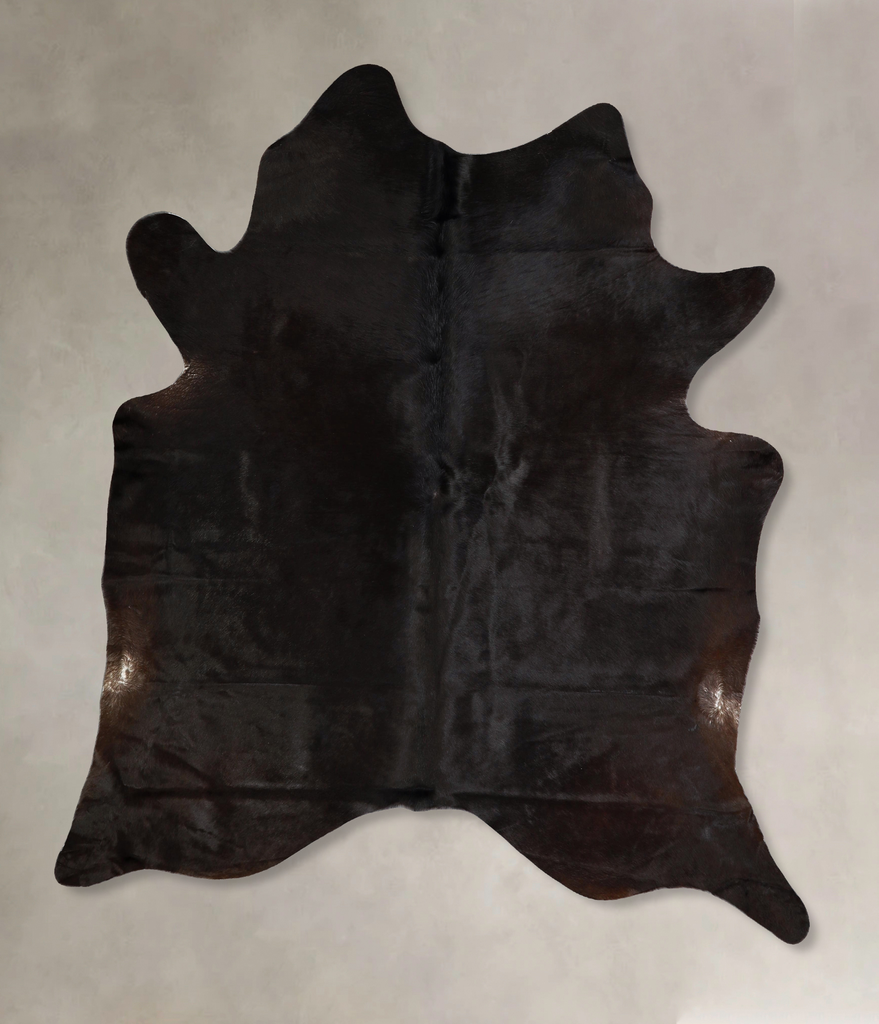 Solid Black X-Large Brazilian Cowhide Rug 7'1"H x 6'2"W #A42956 by Hudson Hides