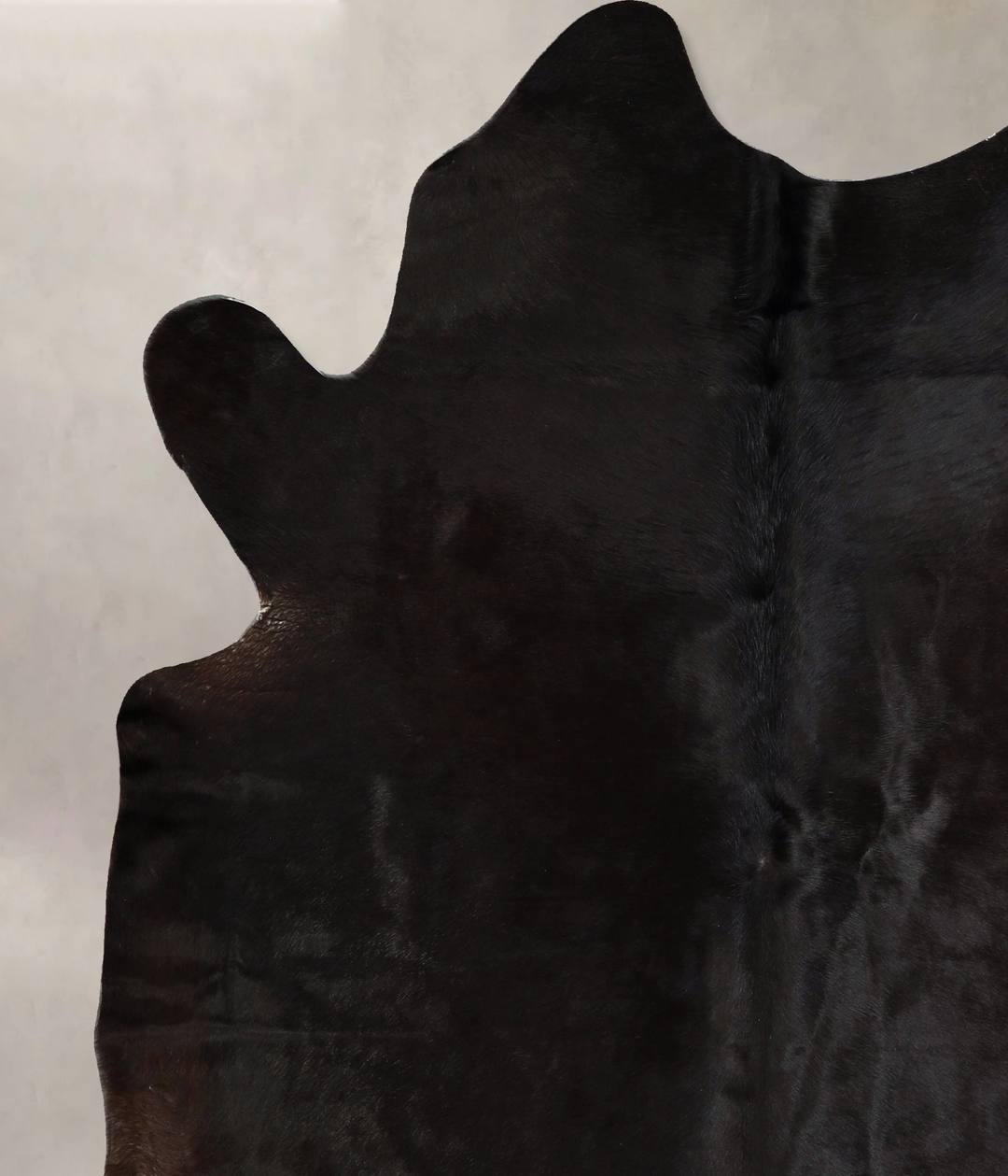 Solid Black X-Large Brazilian Cowhide Rug 7'1"H x 6'2"W #A42956 by Hud
