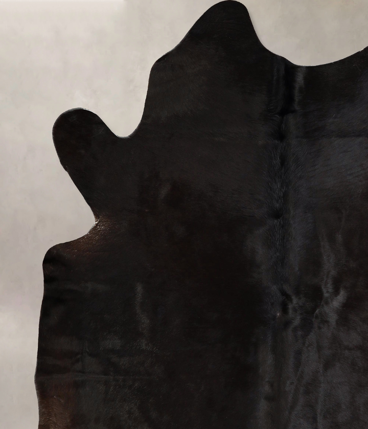 Solid Black X-Large Brazilian Cowhide Rug 7'1"H x 6'2"W #A42956 by Hudson Hides
