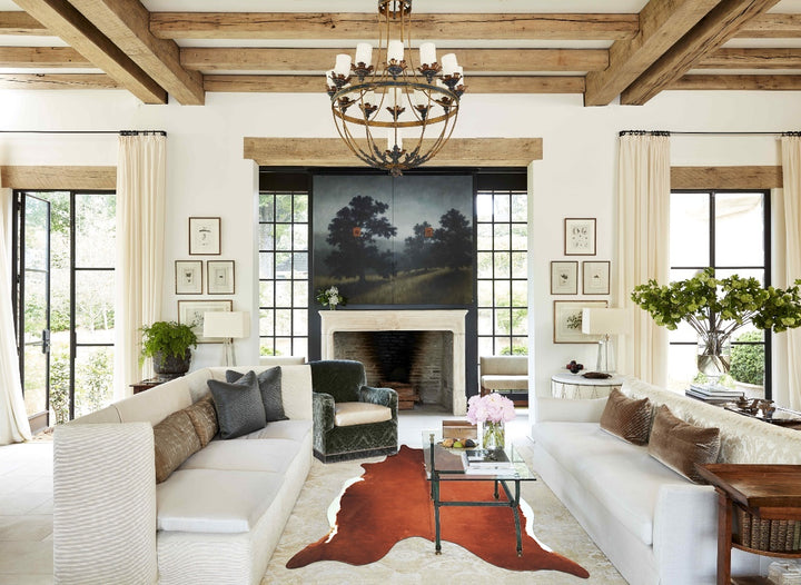 Brown and White Regular X-Large Brazilian Cowhide Rug 7'2"H x 6'4"W #A42964 by Hudson Hides