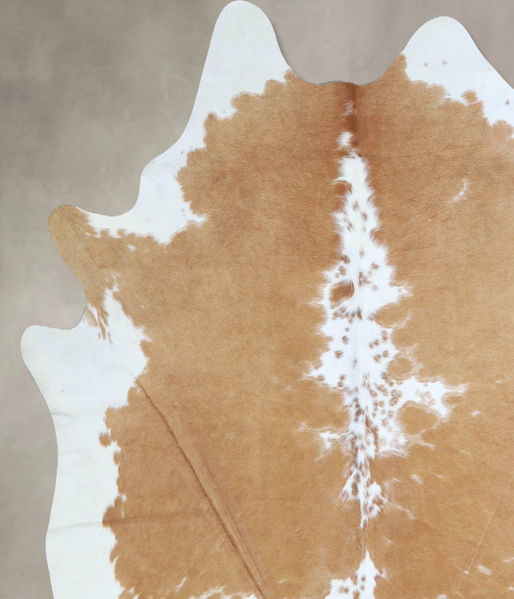 Beige and White XX-Large Brazilian Cowhide Rug 7'5"H x 6'9"W #A42967 by Hudson Hides