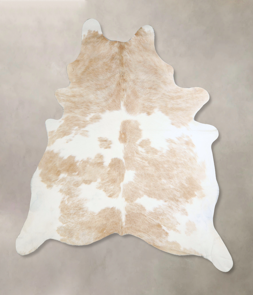 Beige and White XX-Large Brazilian Cowhide Rug 8'1"H x 6'8"W #A42969 by Hudson Hides
