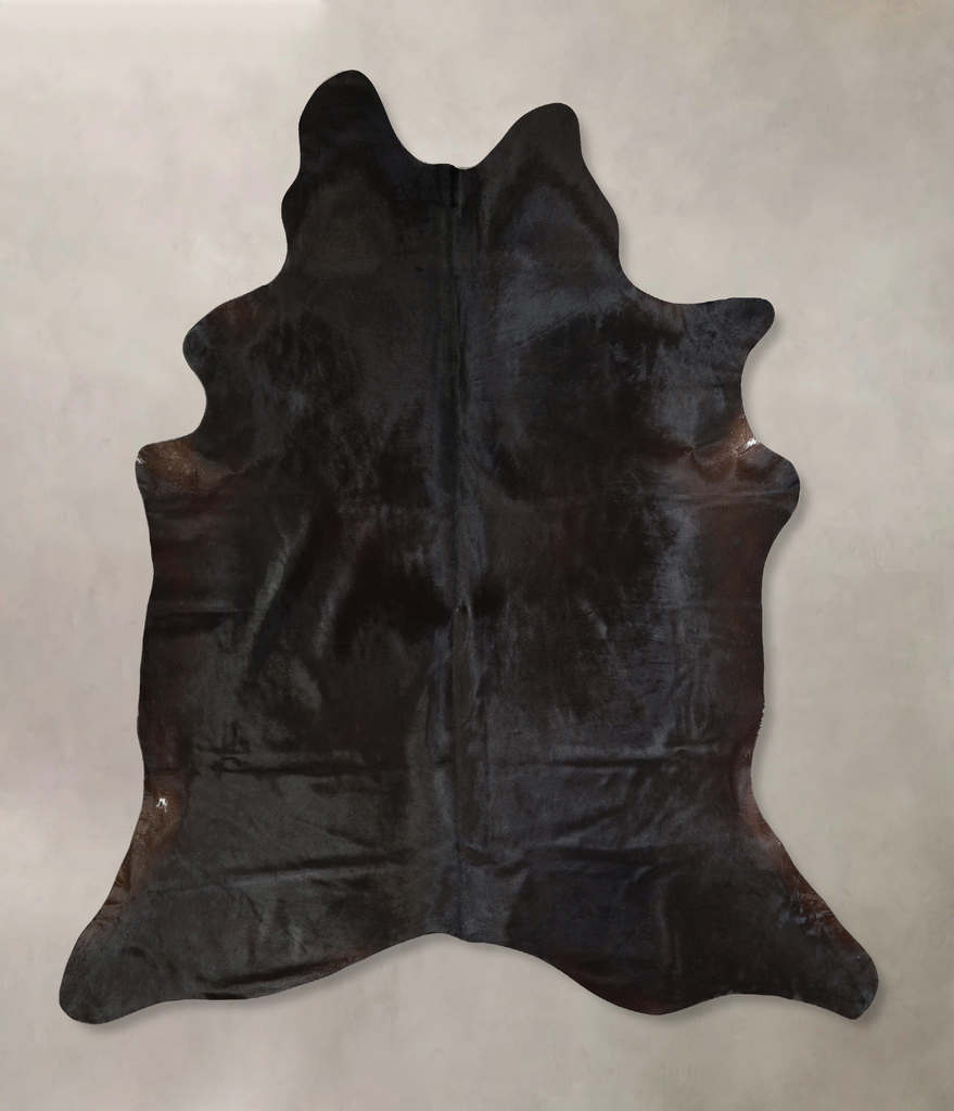 Solid Black X-Large Brazilian Cowhide Rug 7'3"H x 6'5"W #A42972 by Hudson Hides