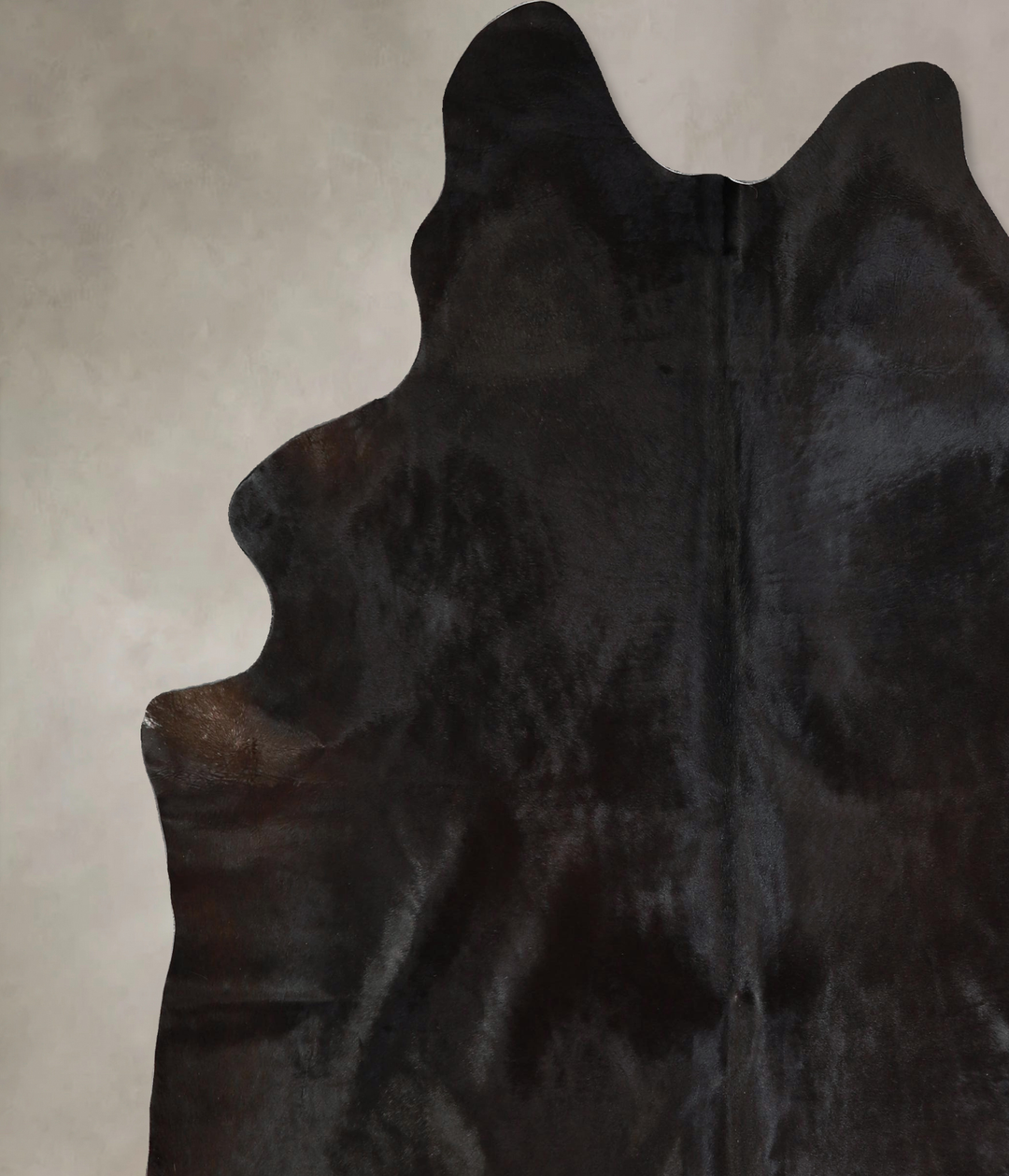 Solid Black X-Large Brazilian Cowhide Rug 7'3"H x 6'5"W #A42972 by Hud