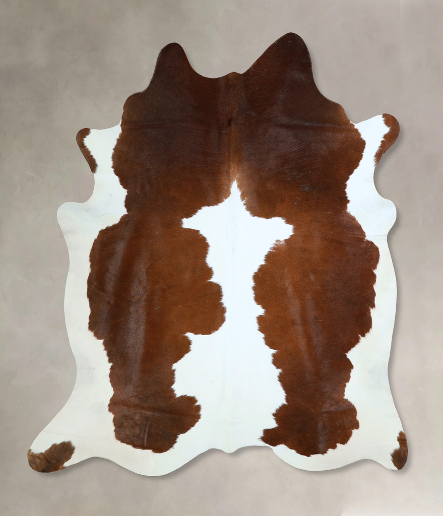 Brown and White X-Large Brazilian Cowhide Rug 7'1"H x 6'8"W #A42999 by Hudson Hides