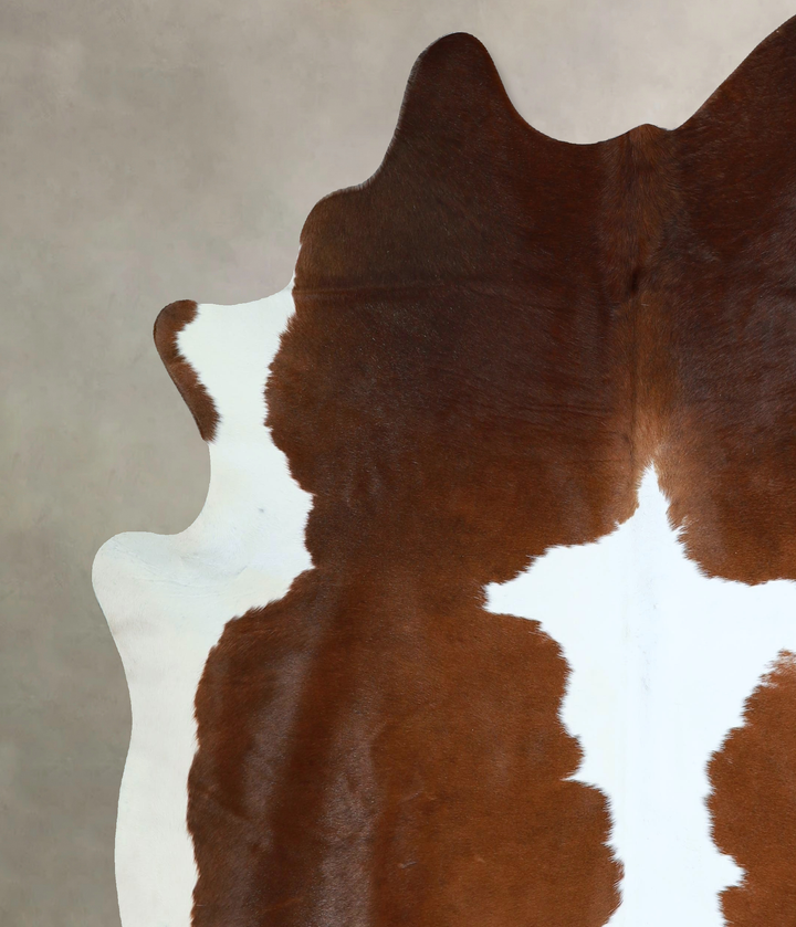 Brown and White X-Large Brazilian Cowhide Rug 7'1"H x 6'8"W #A42999 by Hudson Hides