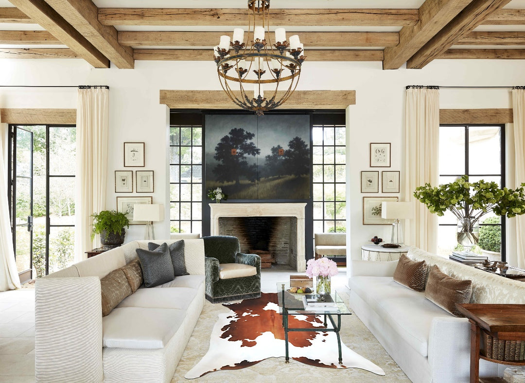 Brown and White XX-Large Brazilian Cowhide Rug 7'7"H x 6'9"W #A43000 b