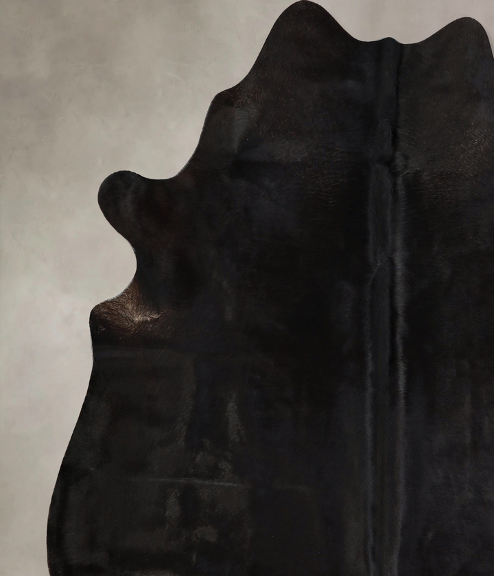Solid Black X-Large Brazilian Cowhide Rug 6'11"H x 6'7"W #A43006 by Hudson Hides