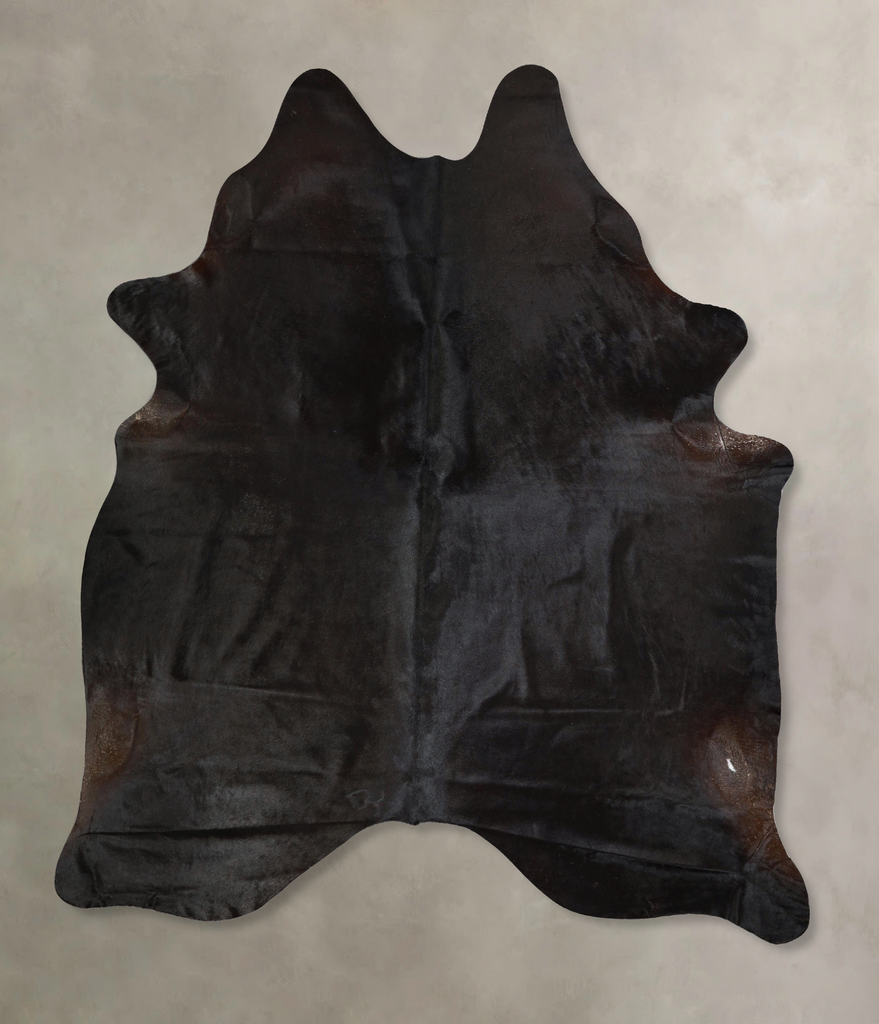 Solid Black X-Large Brazilian Cowhide Rug 7'0"H x 6'0"W #A43008 by Hudson Hides