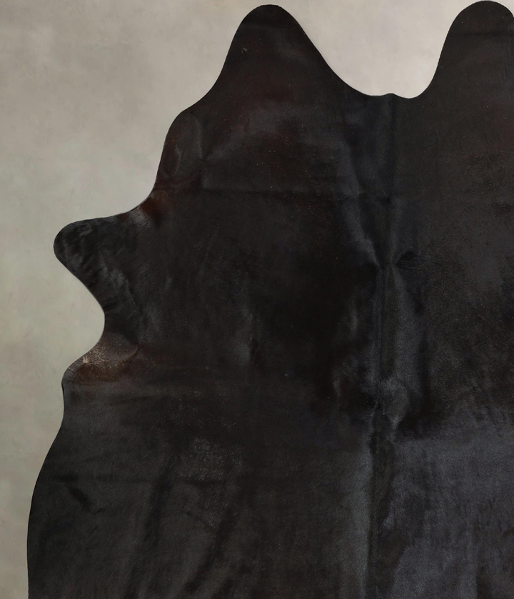 Solid Black X-Large Brazilian Cowhide Rug 7'0"H x 6'0"W #A43008 by Hudson Hides