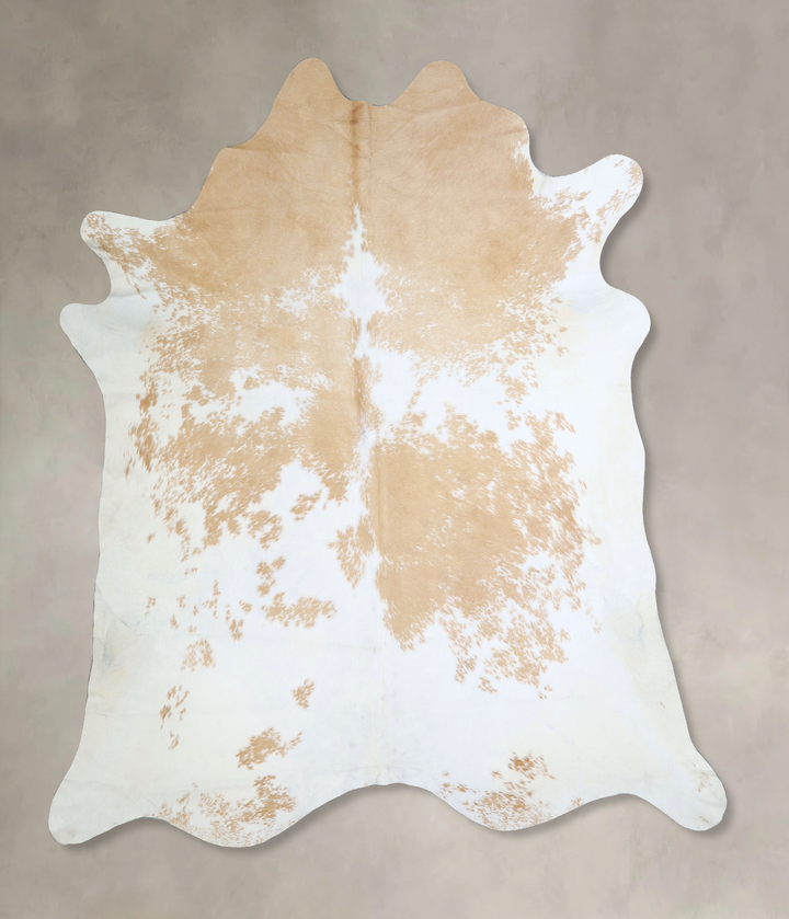 Beige and White XX-Large Brazilian Cowhide Rug 7'6"H x 7'7"W #A43019 by Hudson Hides