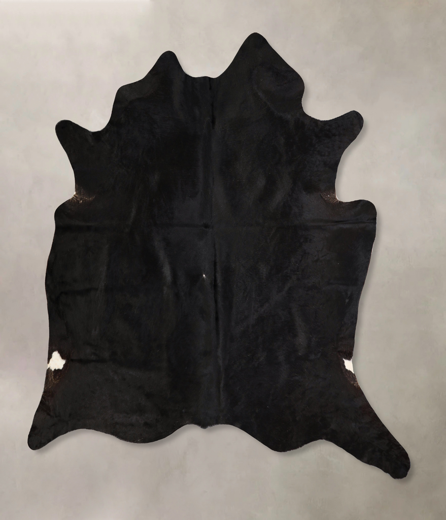 Solid Black X-Large Brazilian Cowhide Rug 7'1"H x 6'4"W #A43038 by Hudson Hides