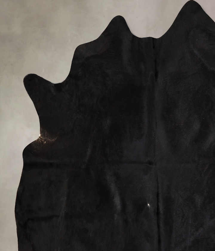 Solid Black X-Large Brazilian Cowhide Rug 7'1"H x 6'4"W #A43038 by Hudson Hides