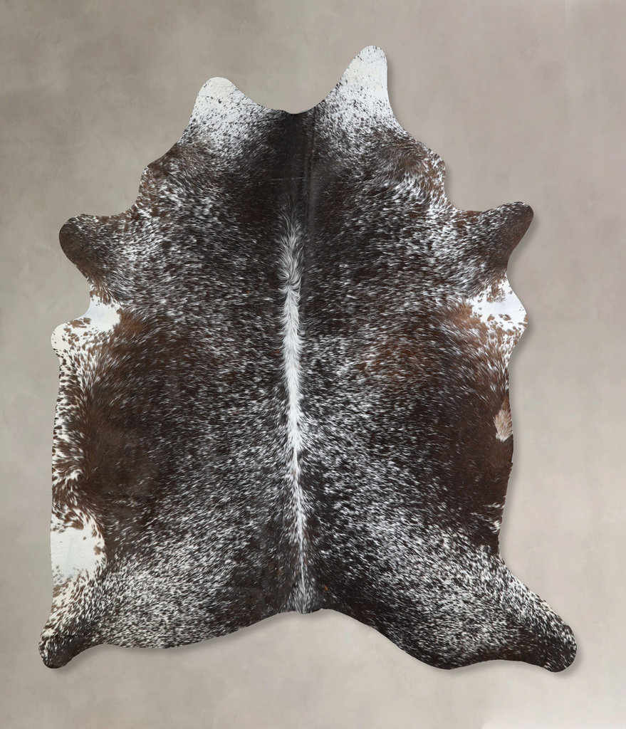 Salt and Pepper Brown X-Large Brazilian Cowhide Rug 7'4"H x 6'3"W #A43077 by Hudson Hides