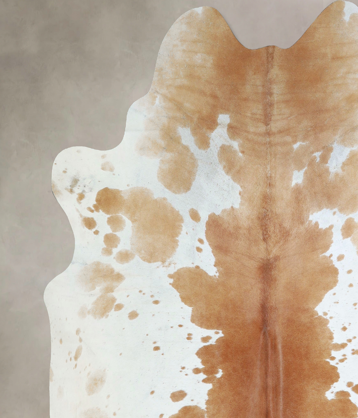 Beige and White XX-Large Brazilian Cowhide Rug 7'10"H x 7'0"W #A43091 by Hudson Hides