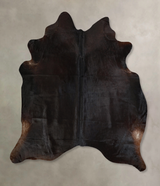 Solid Black X-Large Brazilian Cowhide Rug 7'5"H x 6'5"W #A43098 by Hudson Hides