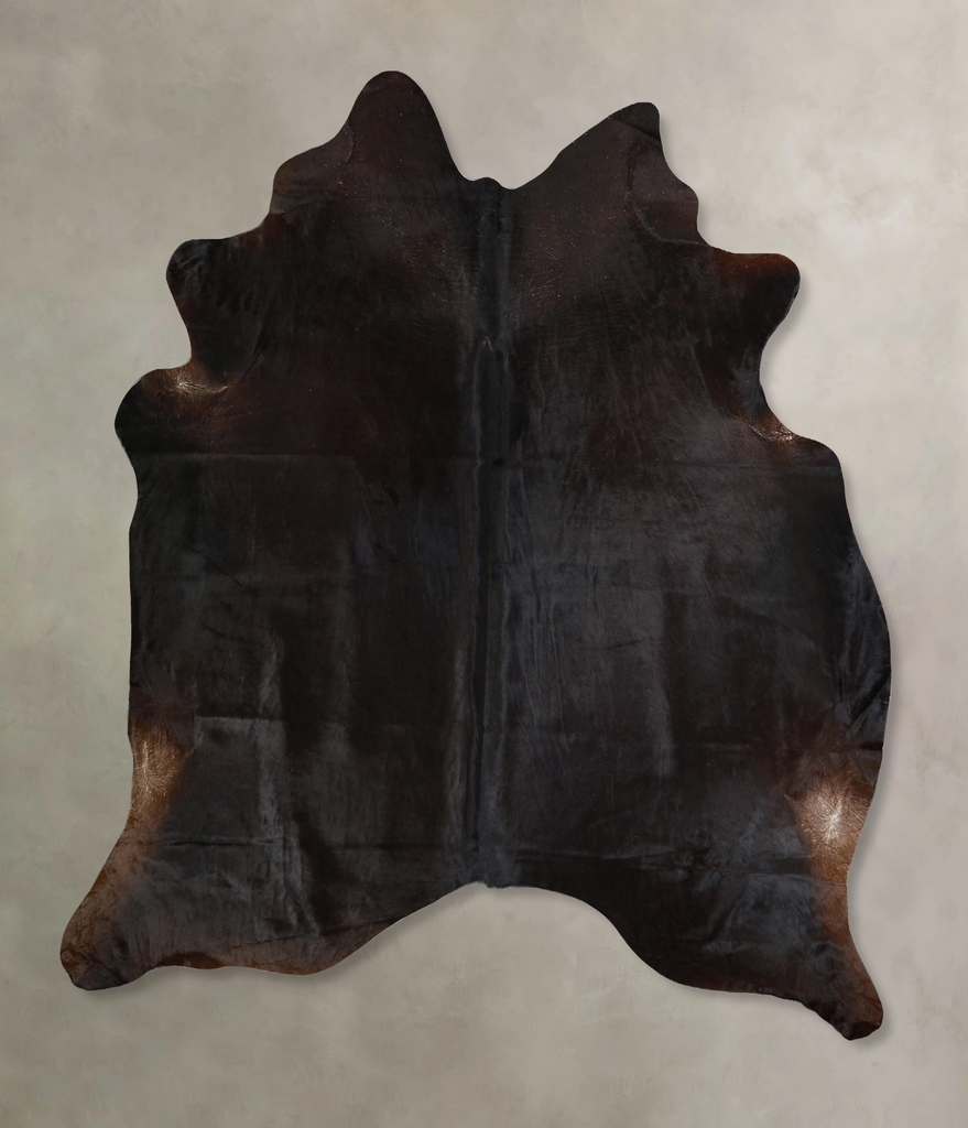 Solid Black X-Large Brazilian Cowhide Rug 7'5"H x 6'5"W #A43098 by Hudson Hides