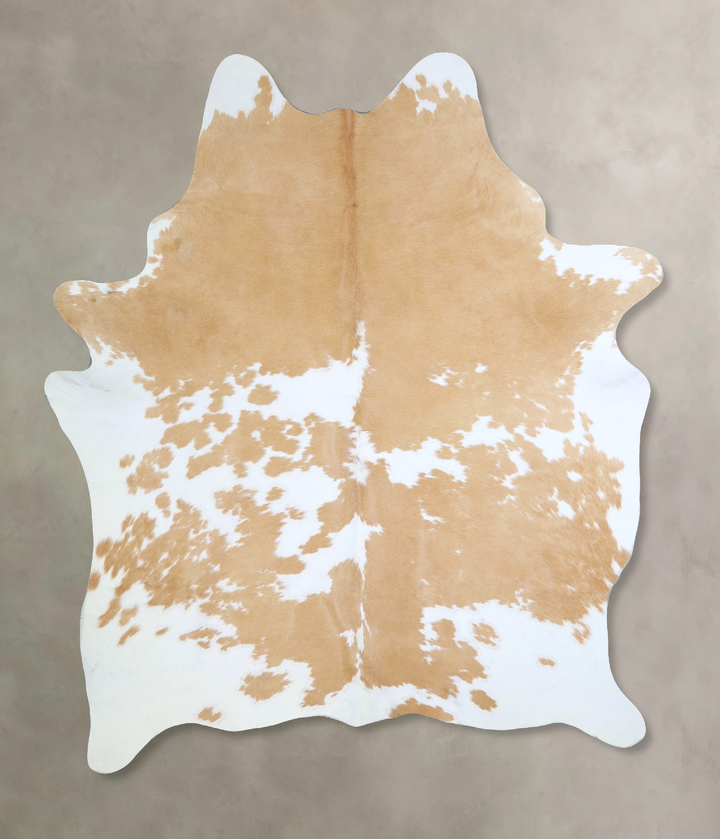 Beige and White X-Large Brazilian Cowhide Rug 7'4"H x 5'9"W #A43101 by Hudson Hides