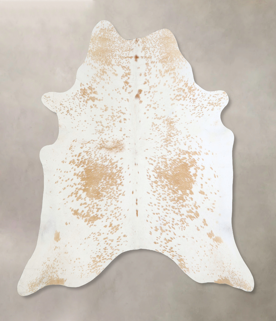 Beige and White X-Large Brazilian Cowhide Rug 6'6"H x 6'5"W #A43106 by Hudson Hides