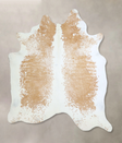 Beige and White X-Large Brazilian Cowhide Rug 7'2"H x 6'10"W #A43114 by Hudson Hides