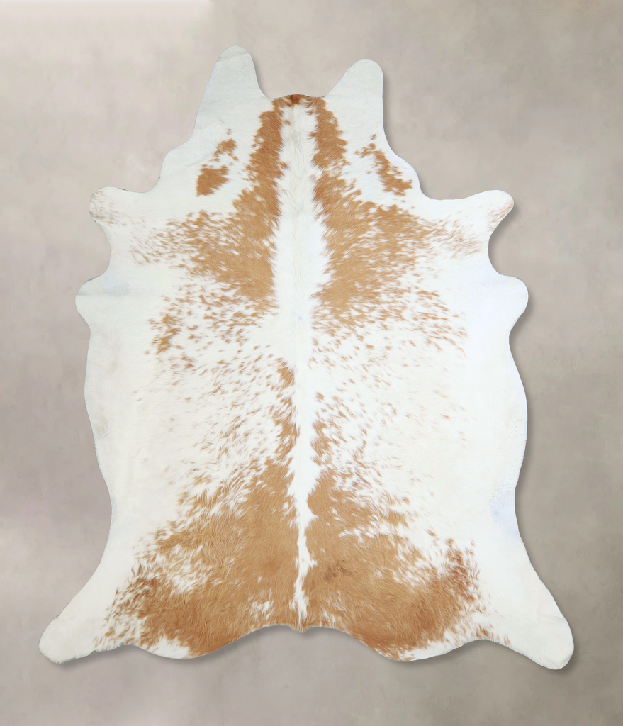 Beige and White XX-Large Brazilian Cowhide Rug 7'6"H x 6'10"W #A43115 by Hudson Hides