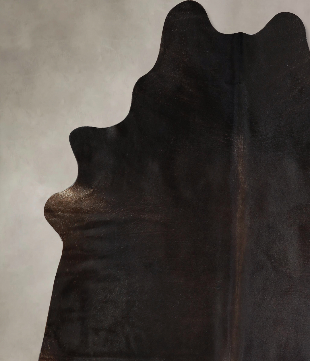 Solid Black X-Large Brazilian Cowhide Rug 7'4"H x 6'4"W #A43123 by Hud