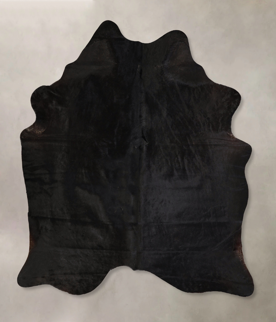 Solid Black X-Large Brazilian Cowhide Rug 7'1"H x 5'8"W #A43127 by Hudson Hides