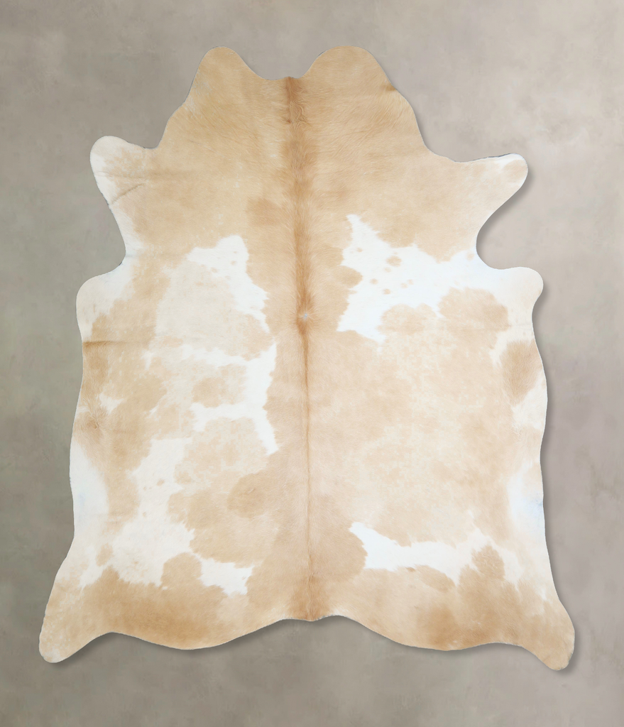 Beige and White XX-Large Brazilian Cowhide Rug 7'9"H x 7'2"W #A43149 by Hudson Hides