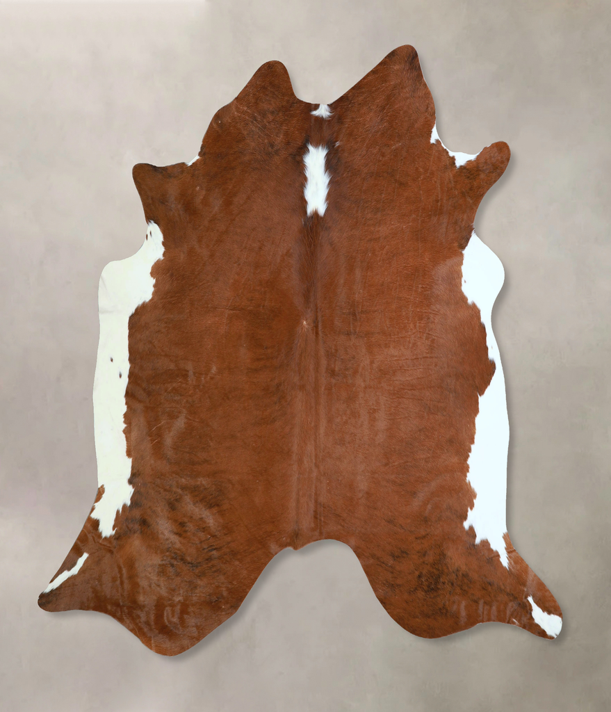 Brown and White Regular X-Large Brazilian Cowhide Rug 6'9"H x 6'11"W #A43152 by Hudson Hides