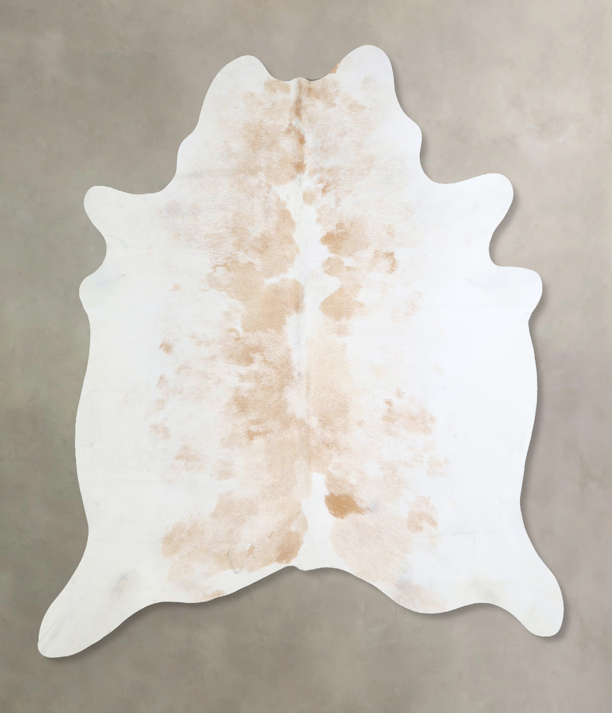Beige and White X-Large Brazilian Cowhide Rug 6'9"H x 6'1"W #A43163 by Hudson Hides