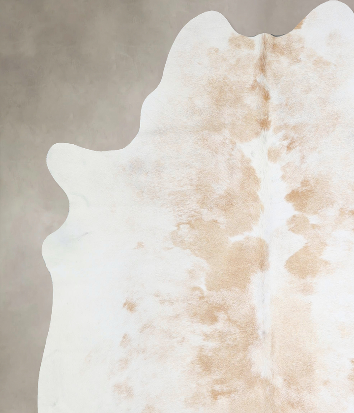 Beige and White X-Large Brazilian Cowhide Rug 6'9"H x 6'1"W #A43163 by Hudson Hides