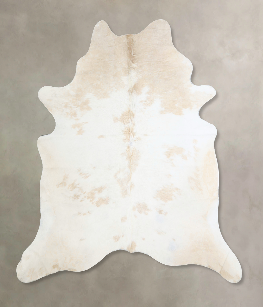 Beige and White X-Large Brazilian Cowhide Rug 6'8"H x 6'3"W #A43164 by Hudson Hides