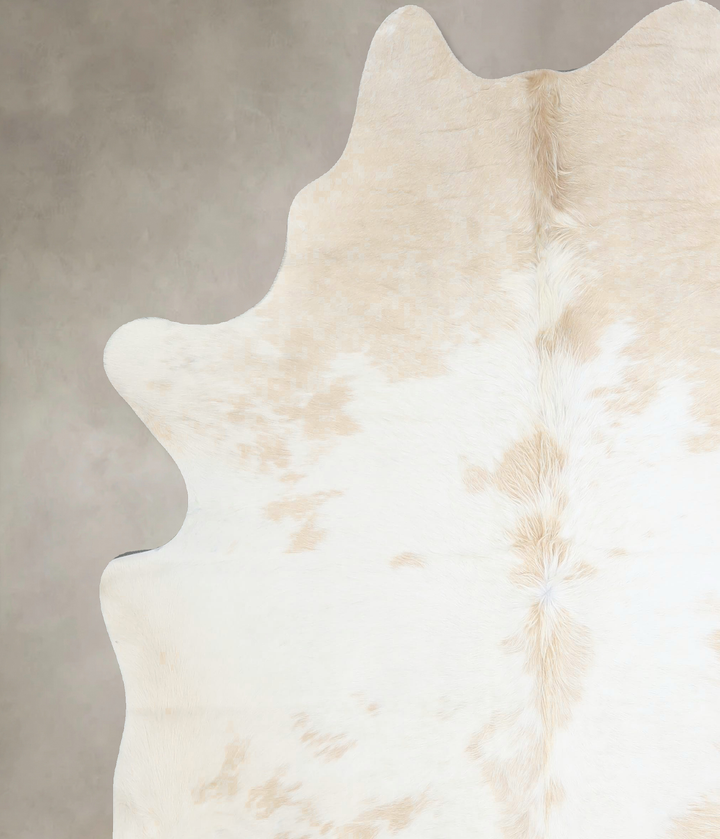 Beige and White X-Large Brazilian Cowhide Rug 6'8"H x 6'3"W #A43164 by Hudson Hides