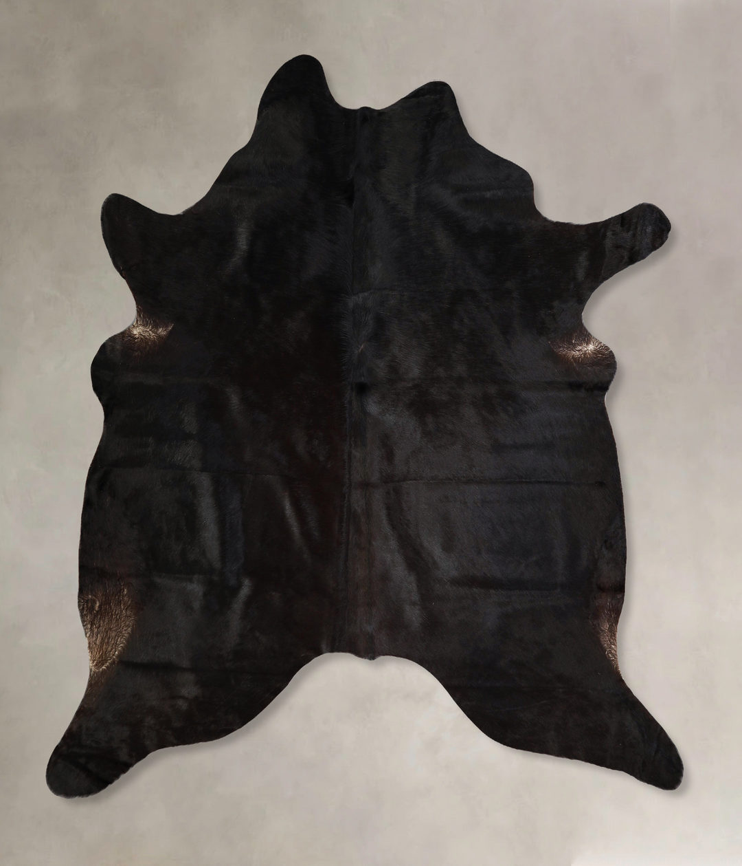 Solid Black X-Large Brazilian Cowhide Rug 7'0"H x 6'5"W #A43167 by Hud