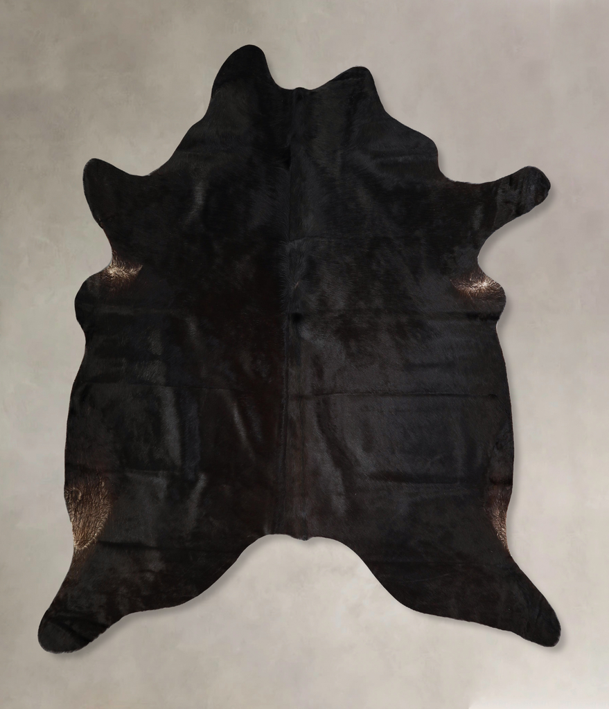 Solid Black X-Large Brazilian Cowhide Rug 7'0"H x 6'5"W #A43167 by Hudson Hides
