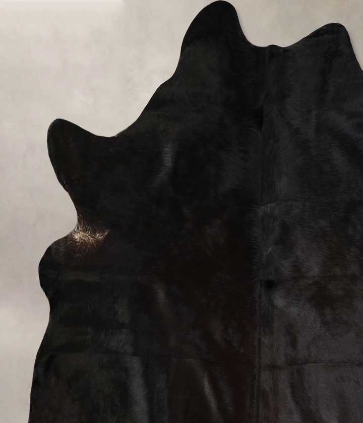 Solid Black X-Large Brazilian Cowhide Rug 7'0"H x 6'5"W #A43167 by Hudson Hides