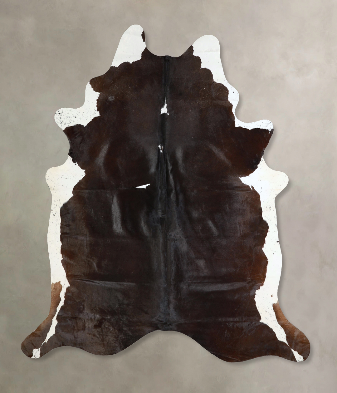 Chocolate and White X-Large Brazilian Cowhide Rug 7'3"H x 6'0"W #A4316