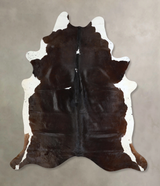 Chocolate and White X-Large Brazilian Cowhide Rug 7'3"H x 6'0"W #A43169 by Hudson Hides