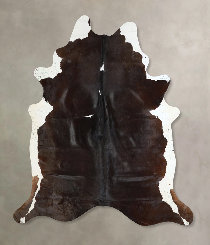 Chocolate and White X-Large Brazilian Cowhide Rug 7'3"H x 6'0"W #A43169 by Hudson Hides