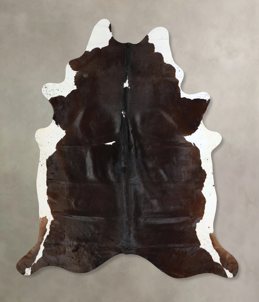 Chocolate and White X-Large Brazilian Cowhide Rug 7'3"H x 6'0"W #A43169 by Hudson Hides
