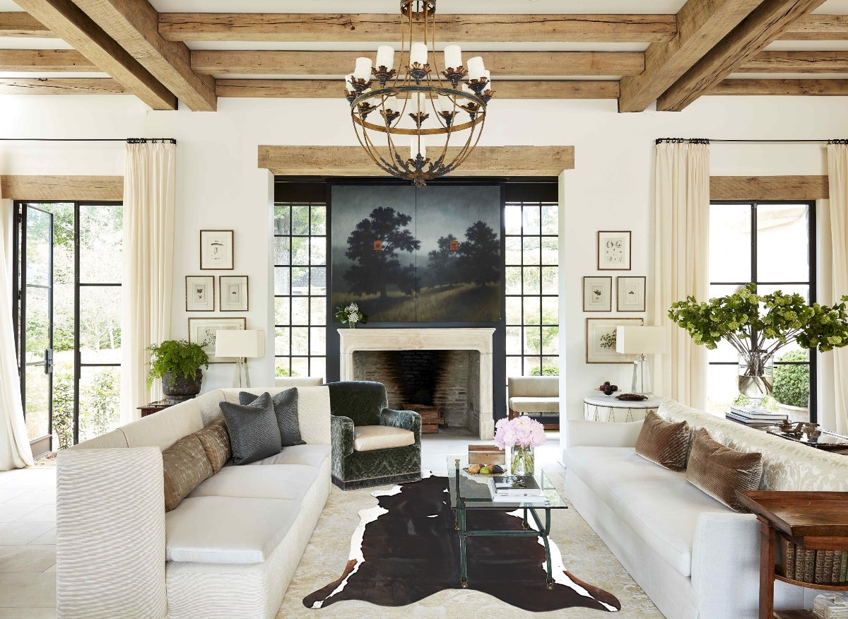 Chocolate and White X-Large Brazilian Cowhide Rug 7'3"H x 6'0"W #A43169 by Hudson Hides