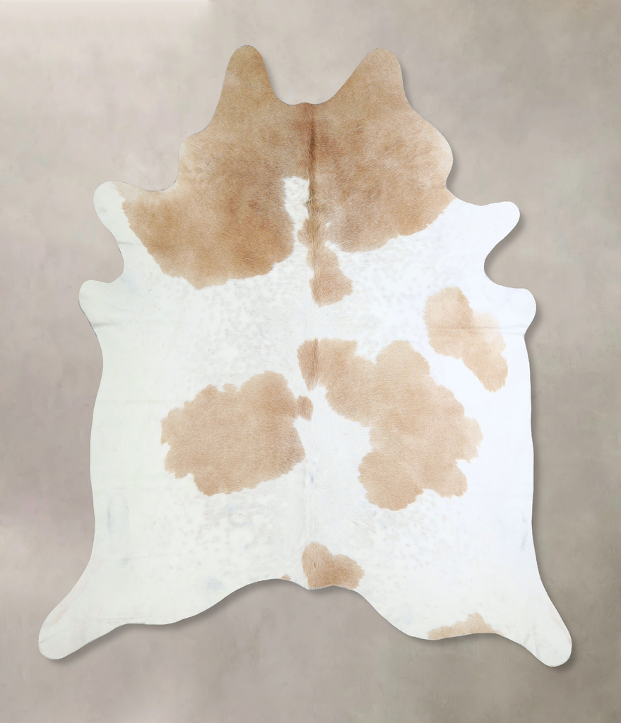 Beige and White XX-Large Brazilian Cowhide Rug 7'9"H x 7'1"W #A43176 by Hudson Hides
