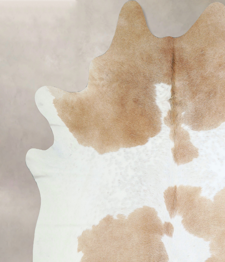 Beige and White XX-Large Brazilian Cowhide Rug 7'9"H x 7'1"W #A43176 by Hudson Hides