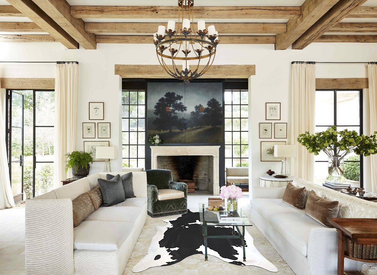 Black and White XX-Large Brazilian Cowhide Rug 8'7"H x 7'2"W #A43180 by Hudson Hides