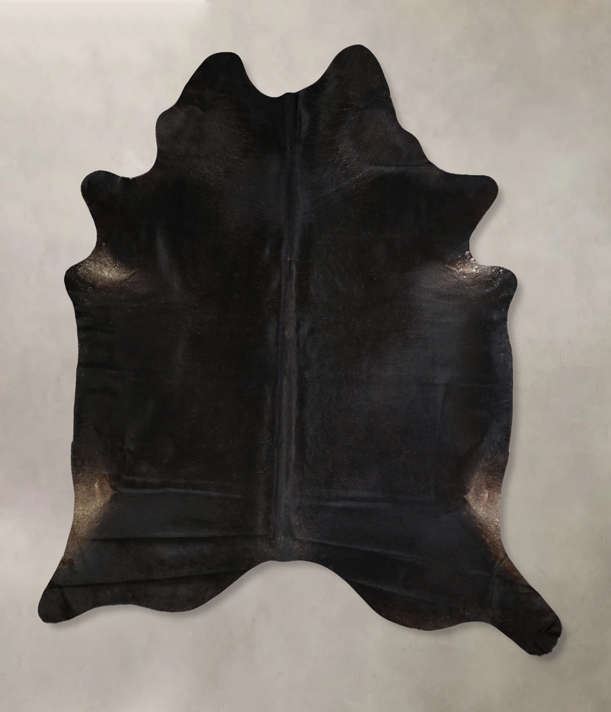Solid Black XX-Large Brazilian Cowhide Rug 7'11"H x 7'1"W #A43197 by Hudson Hides