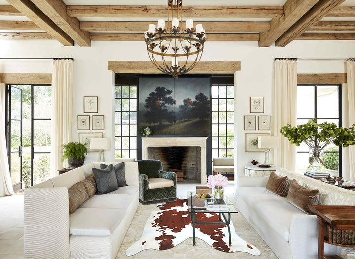 Brown and White XX-Large Brazilian Cowhide Rug 7'0"H x 7'2"W #A43201 by Hudson Hides