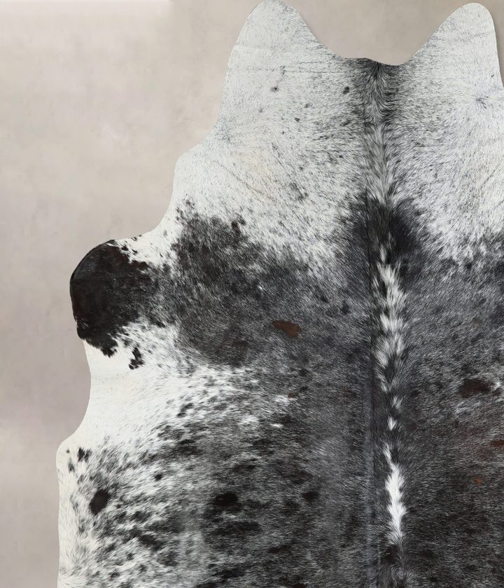 Salt and Pepper Black XX-Large Brazilian Cowhide Rug 7'10"H x 6'7"W #A43208 by Hudson Hides