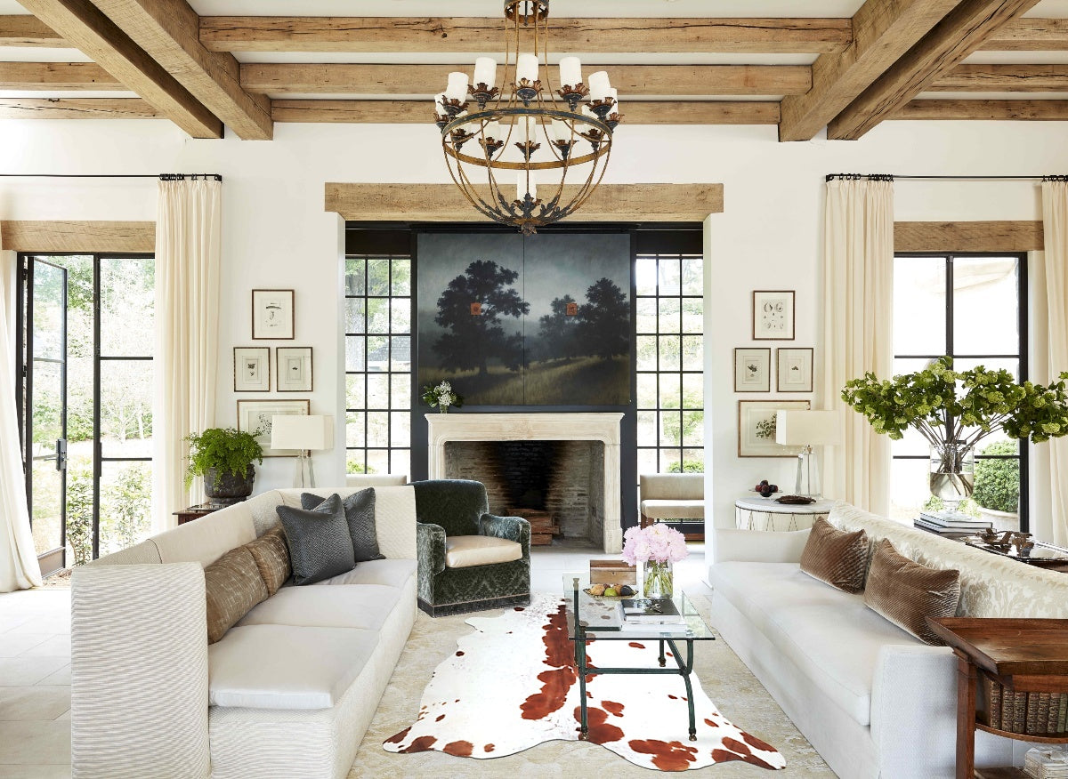 Brown and White XX-Large Brazilian Cowhide Rug 8'3"H x 7'5"W #A43220 by Hudson Hides